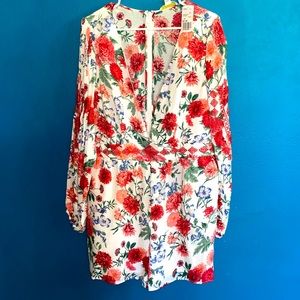 PLUS Plunging v neck FLORAL ROMPER